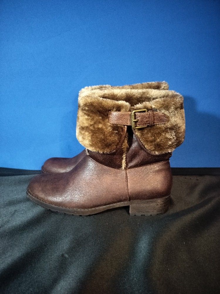 New Women's BASS Brown Suede Fur Boots (Size 7.5)