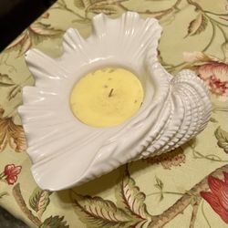 Rare HARRY SLATKIN HOMEWORX - Bath & Body Works Large Sea Shell Ceramic Candle In TAHITIAN FLOWER - Beautiful Coastal Decor & Scent! 