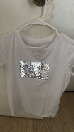 Women’s Armani Exchange White Sequin Logo Tee