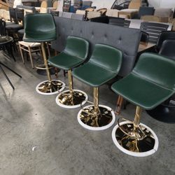 Brand New Set Of 4 Green Bar Stools Chairs, Green Bar Stool Chairs. Adjustable Bar Stool Chairs, Kitchen Chairs