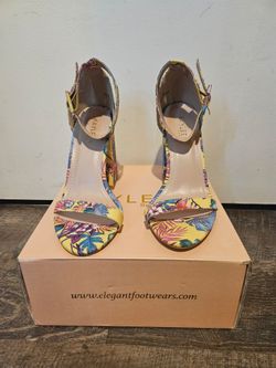 Kayleen Yellow Floral block heels