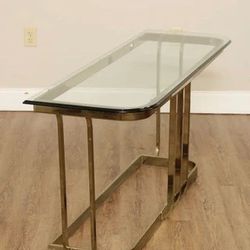 Post Modern Hollywood Regency Brass Console Table 26.5” x 54” x 17.5”