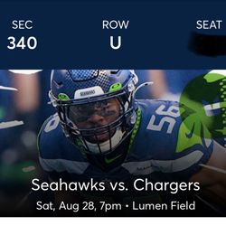 (2) Seattle Seahawks Vs Los Angeles Chargers Tickets, Saturday 8/28, 7pm at Lumen Field