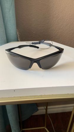 Black Wrap-Around Sport Sunglasses with Strap