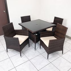 (New) $250 (5pcs) Wicker Dining Set Patio, Outdoor Rattan Furniture 