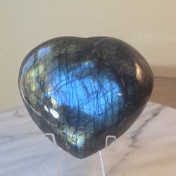 1.6 Lb (710g) Labradorite Heart Quartz Crystal 