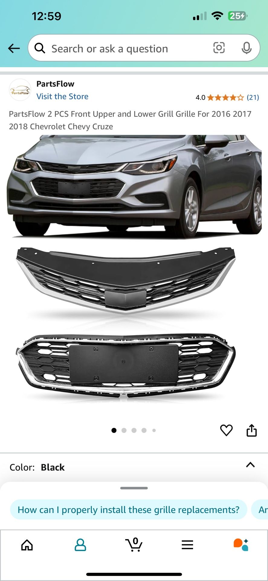 Upper And Lower Grille For Chevy Cruze