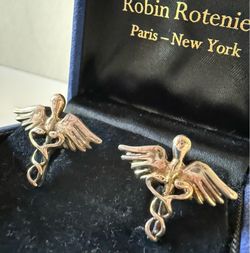 Caduceus Silver Color Cufflinks