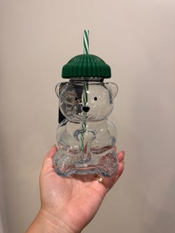 Bear glass cup🐻💚