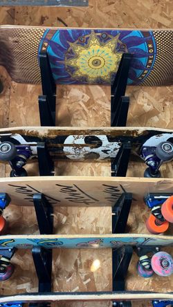 Skateboard rack garage or bedroom storage rack system