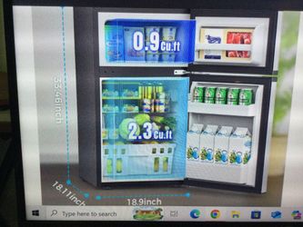 KISMILE 3.2 CU.FT MINI FRIDGE WITH FREEZER, DOUBLE DOOR COMPACT REFRIGERATOR      NEW