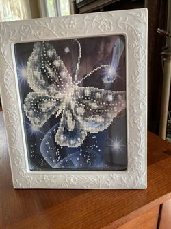 Framed Sparkling White Butterfly