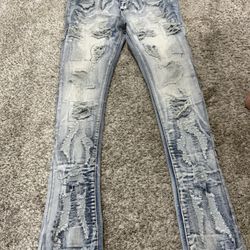 Blue stacked jeans 🔥