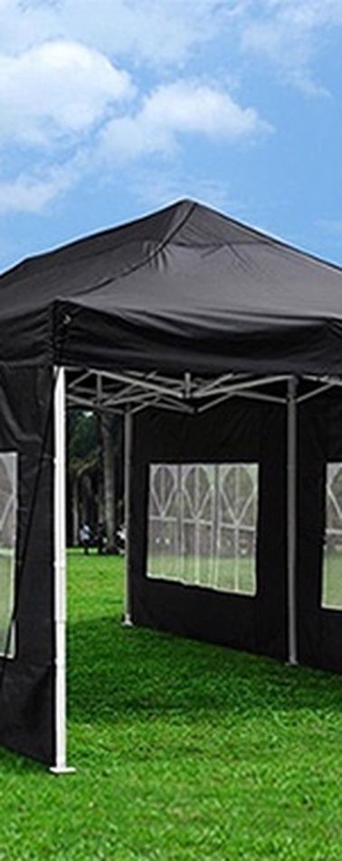 Brand New $210 Heavy-Duty 10x20 Ft Outdoor Ez Pop Up Party Tent Patio Canopy w/Bag & 6 Sidewalls, Black