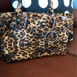 Guess Tryst Leopard Large Shoulder Bag