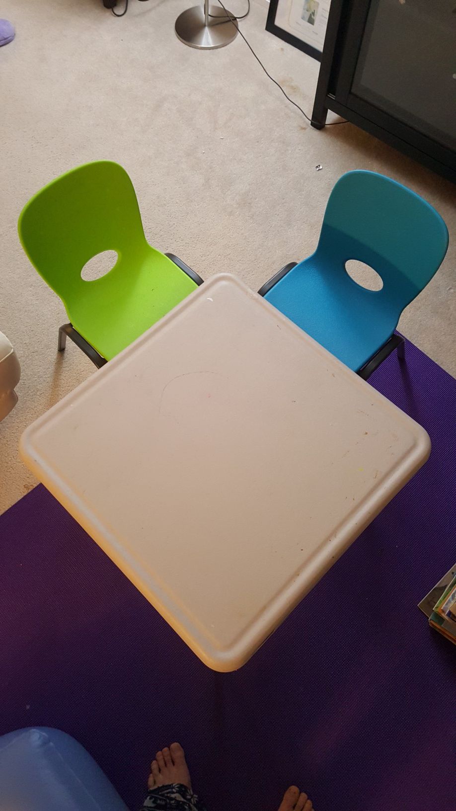 Lifetime Kid's Craft Table 61in X 61in with 2 chairs.