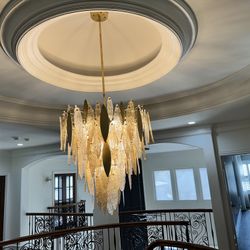 Modern Metal & Glass Tiered Chandelier