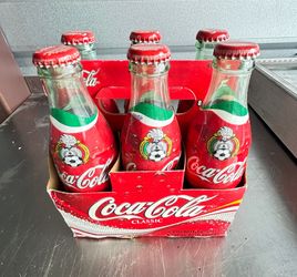 Vintage Coca-Cola Soccer Glass Bottles – 6 Pack w/ Carrier