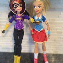 DC Super Hero Girls Supergirl Batgirl 12" Figure Barbie Dolls Lot 2015 Mattel 