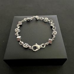 Silver charm link bracelet grunge punk emo opium style