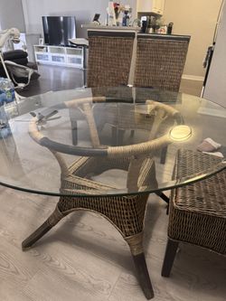 Round Glass Dining Table with 4 Chairs – Solid & Ready to Use