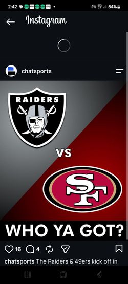 Raiders vs Forty niners