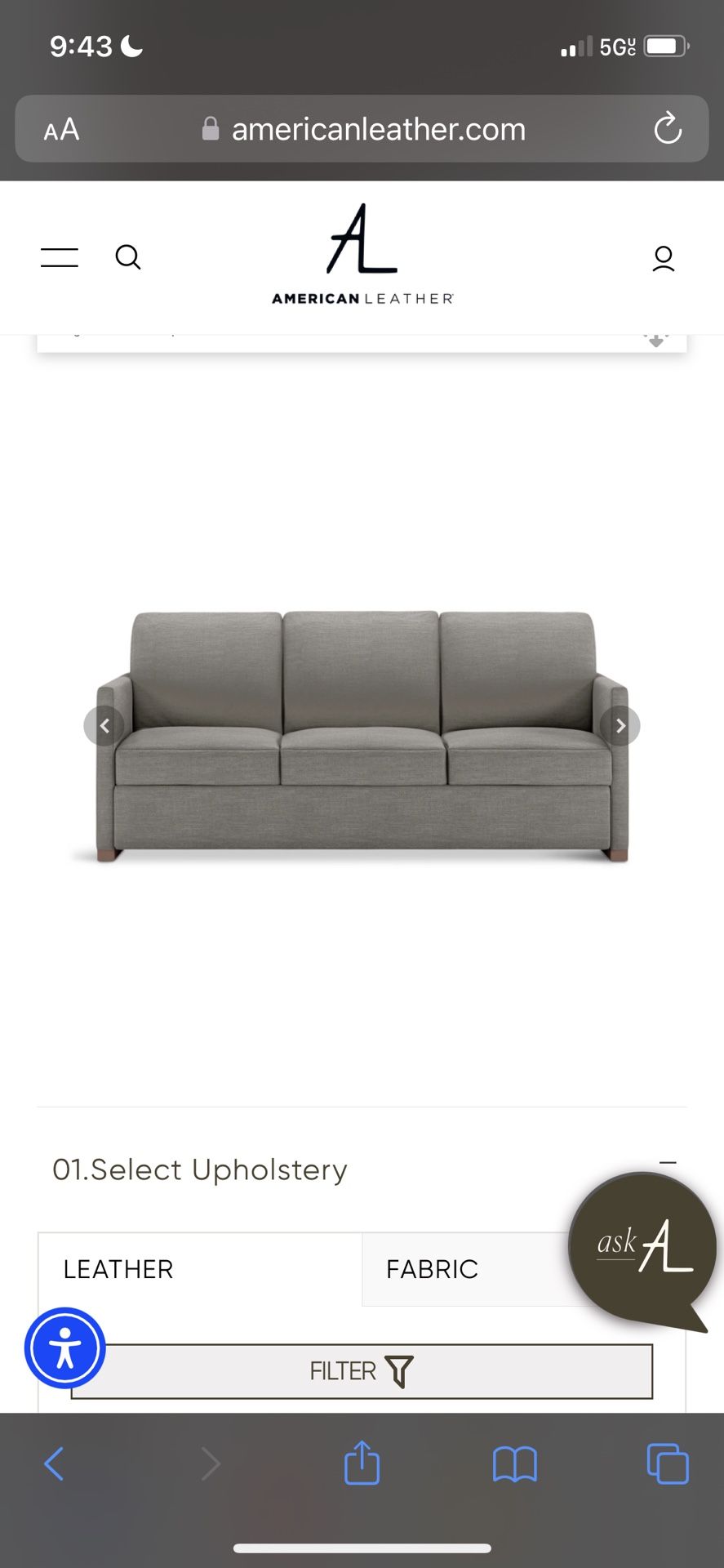 American Leather Sleeper Sofa