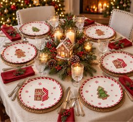 🎄 Christmas Gingerbread Plates – 12 Available!