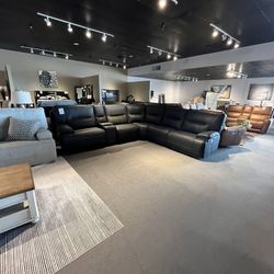 Black 6PC Power Reclining Sectional Couch 