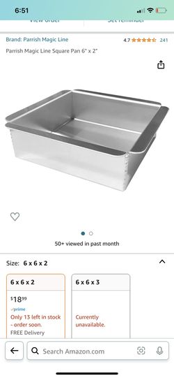 (2) Parrish Magic Line – 6”x6”x2” square cake pan