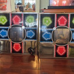 2 DDR Metal Dance Pads with Controller Boxes for PS2 -- Used and good condition