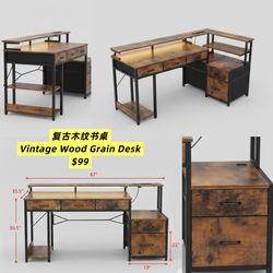Vintage Wood Grain Desk