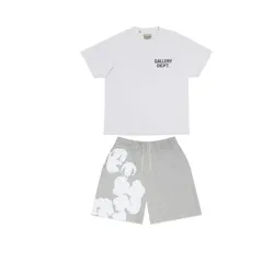 GALLERY DEPT. T-SHIRT WHITE + Denim Tears Big Cotton Wreath Sweat Shorts Grey