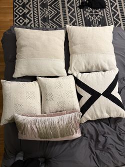 West Elm CB2 Throw Pillows And Pouf