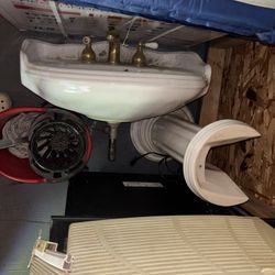 Antique Porcelain Brass Sink