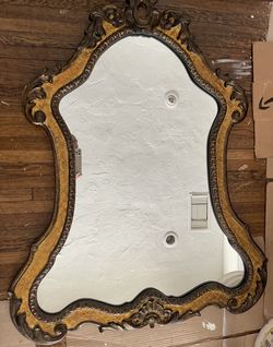 Gold And Bronze Gold Ornate Wood Curvy French Wall Mirror Y