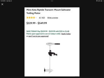 Minn Kota Riptide transom Mount Saltwater Trolling Motor