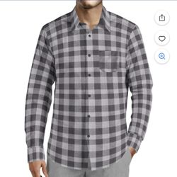  Visive Plaid Shirt Men Cotton Streetwear Cardigan Black Gray New 2X-L 