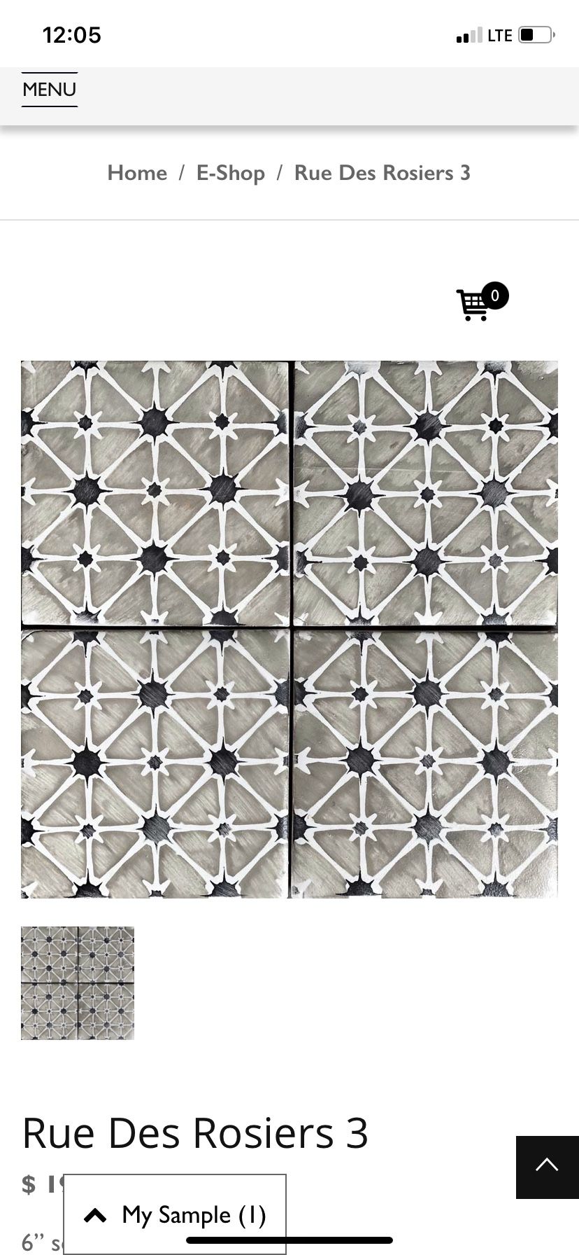 Tabarka Tile - Rue De Rosiers Pattern 6x6”