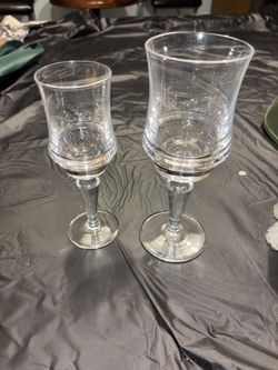 Set of 10 each heavy crystal water and wine goblets/ glasses 1 of the water glasses has a small chip