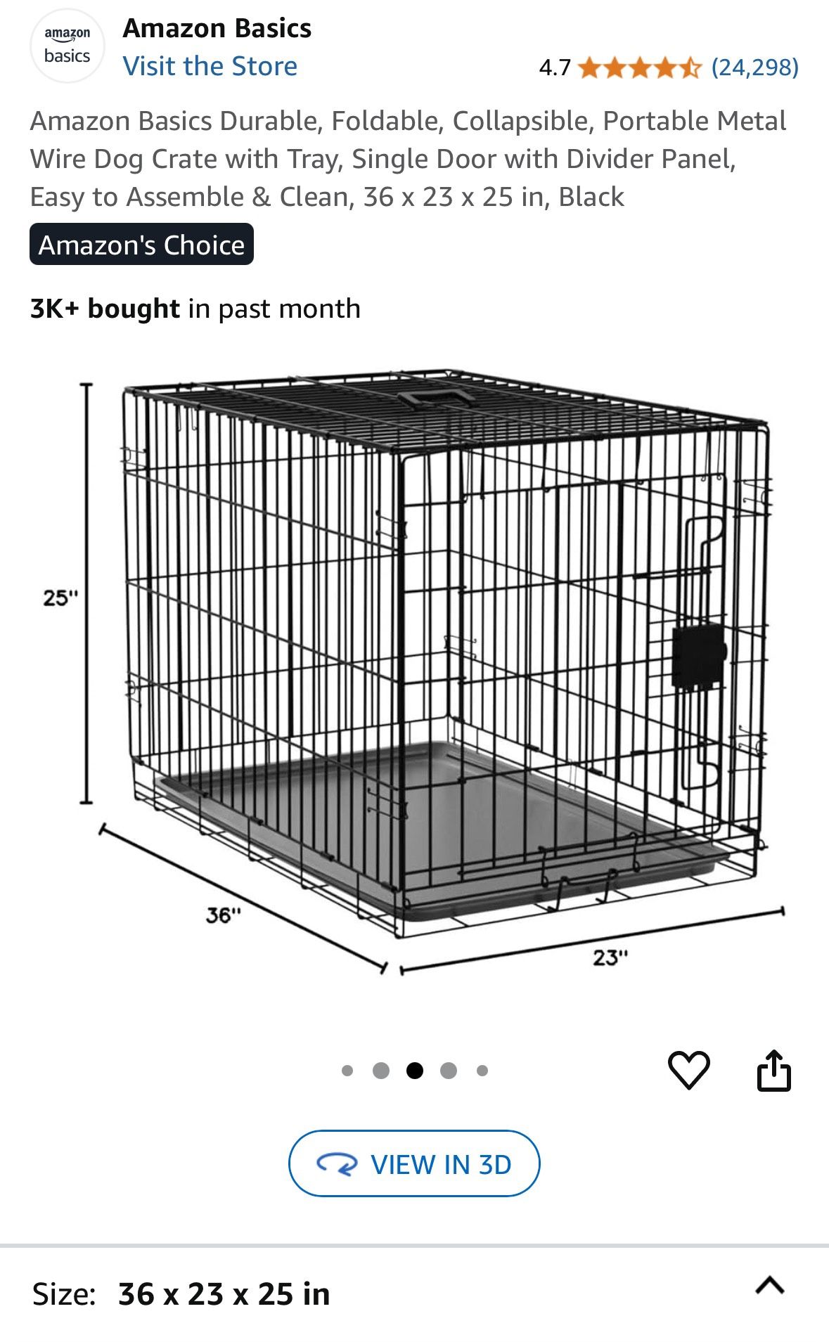 FREE - 36” dog crate