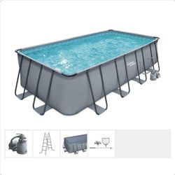 Elite 18 ft. x 9 ft. Rectangular x 52 in. Deep Metal Frame Pool