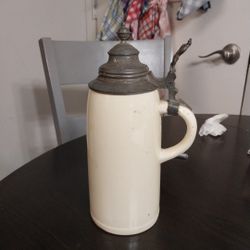 1 Litre German Beer Stein With Beautiful Decorative Pewter Top