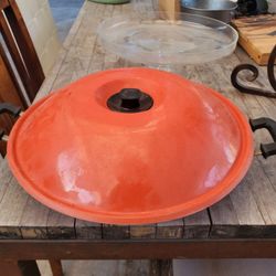 Vintage Large Red Ceramic Tagine Lid
