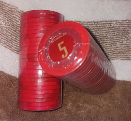 50pc poker chips (red 5)