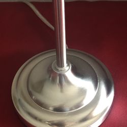 Modern Brushed Nickel Table Lamp Base - Clean & Working- AS IS- NO LAMPSHADE NO BULB