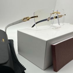 Cartier White Buffalo Horn Gold/Clear Buffalo Horn Buffs Glasses