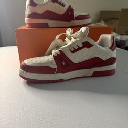 Louis Vuitton Trainer Sneakers Red/White – Size 10– With Box 