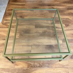 Double Shelve Glass Square Coffee Table 36”*36”