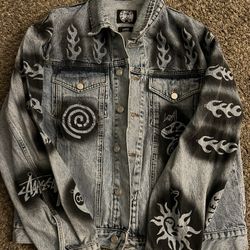 Stussy  DVN hand stencilled denim jacket